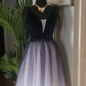 Elegant Navy and Lavender Tulle Dress
